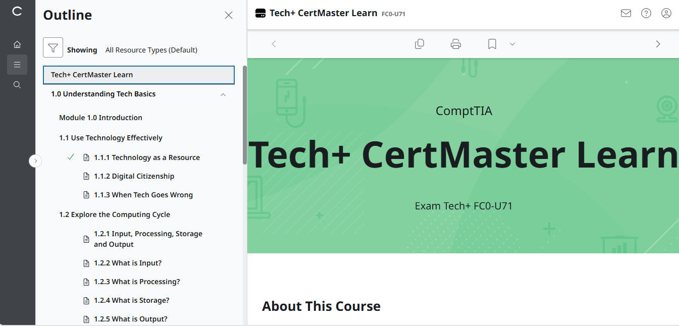 CompTIA CertMaster Learn Tech+ FC0-U71 - Individual License (12 Months Access)