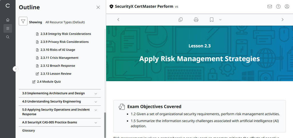 CompTIA CertMaster Perform – SecurityX CASP+ CAS-005 Individual License
