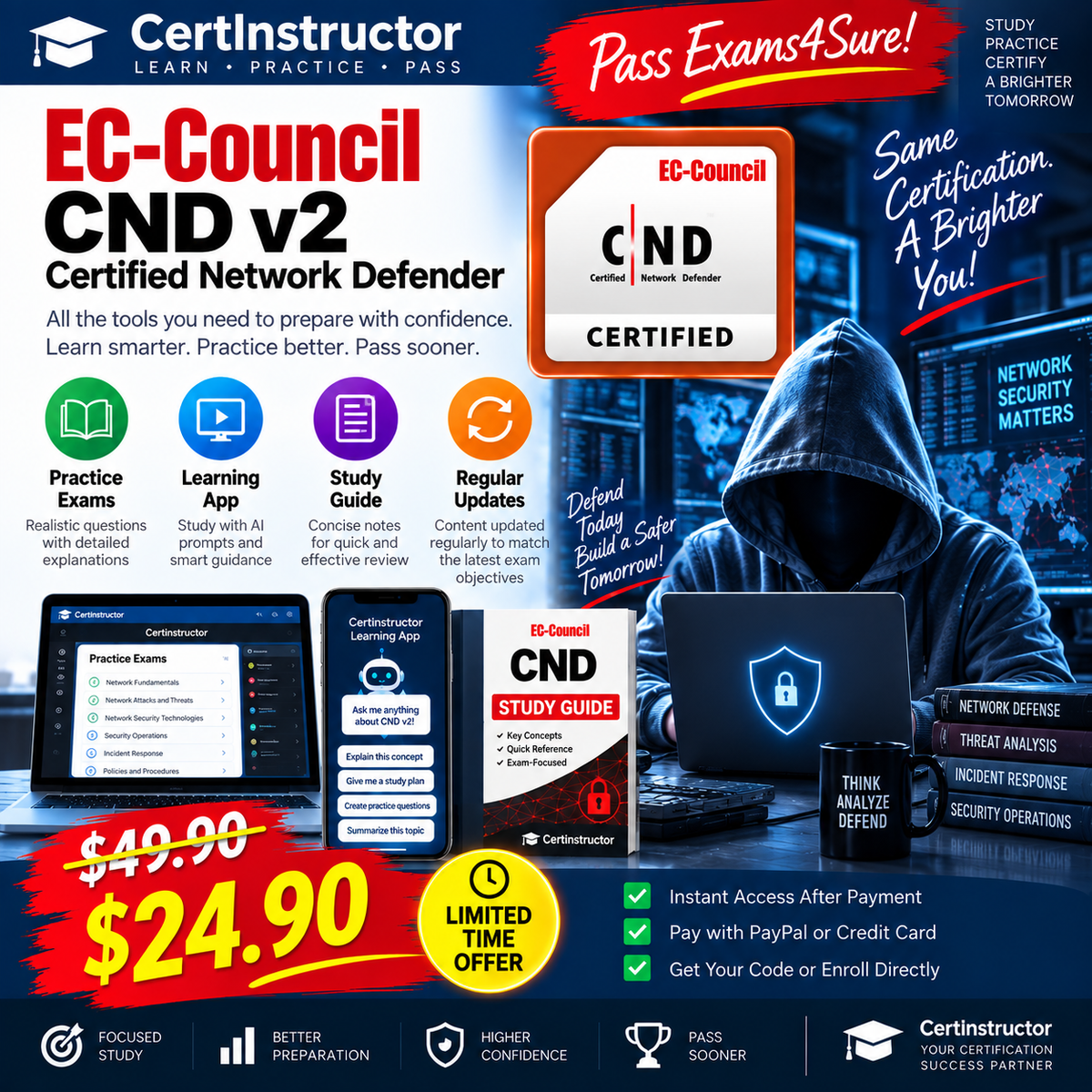 EC-Council CND v2 (312-38) Practice Test + Mock Exam, Study Guide & Learning App